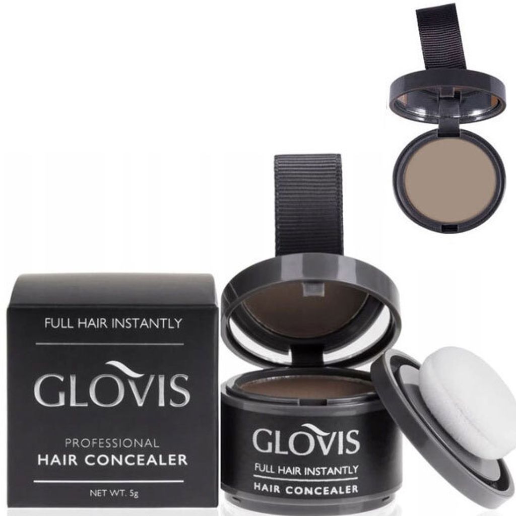 Glovis Haar Concealer ASCHFAHLES DUNKELBLOND - Ansatzpuder Haarverdichtungspuder Ansatz kaschieren Bartauffüllung