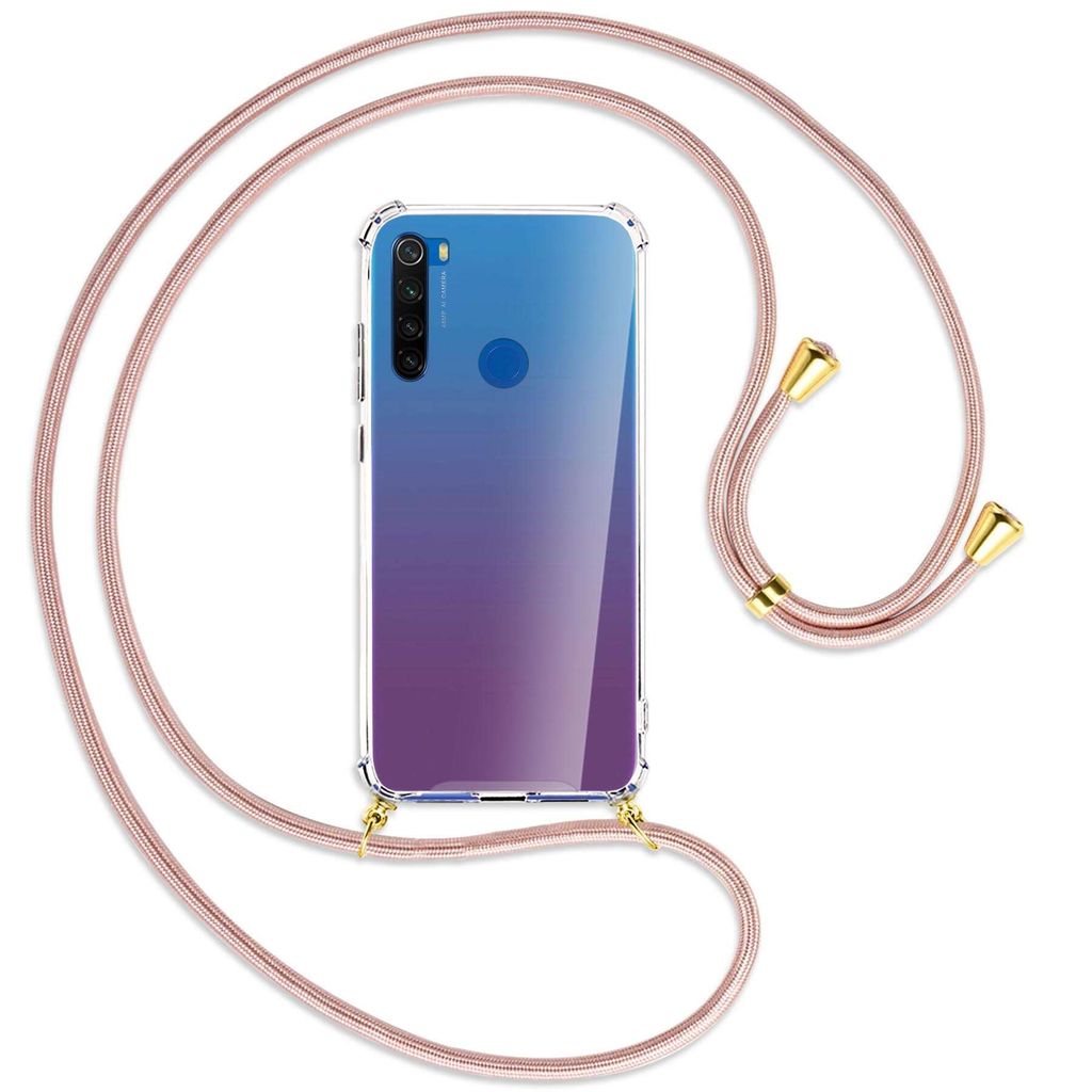 Handykette kompatibel mit Xiaomi Redmi Note 4 Rosé Gold Handyhülle Smartphone Necklace Hülle mit Band Schutzhülle Kordel zum Umhängen Transparent Weich TPU Silikon Tasche 