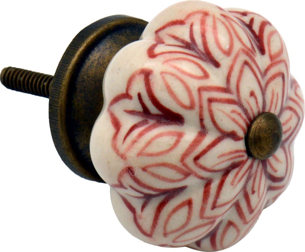Nicola Spring floraler Keramik-Möbelknopf – Dunkelrot