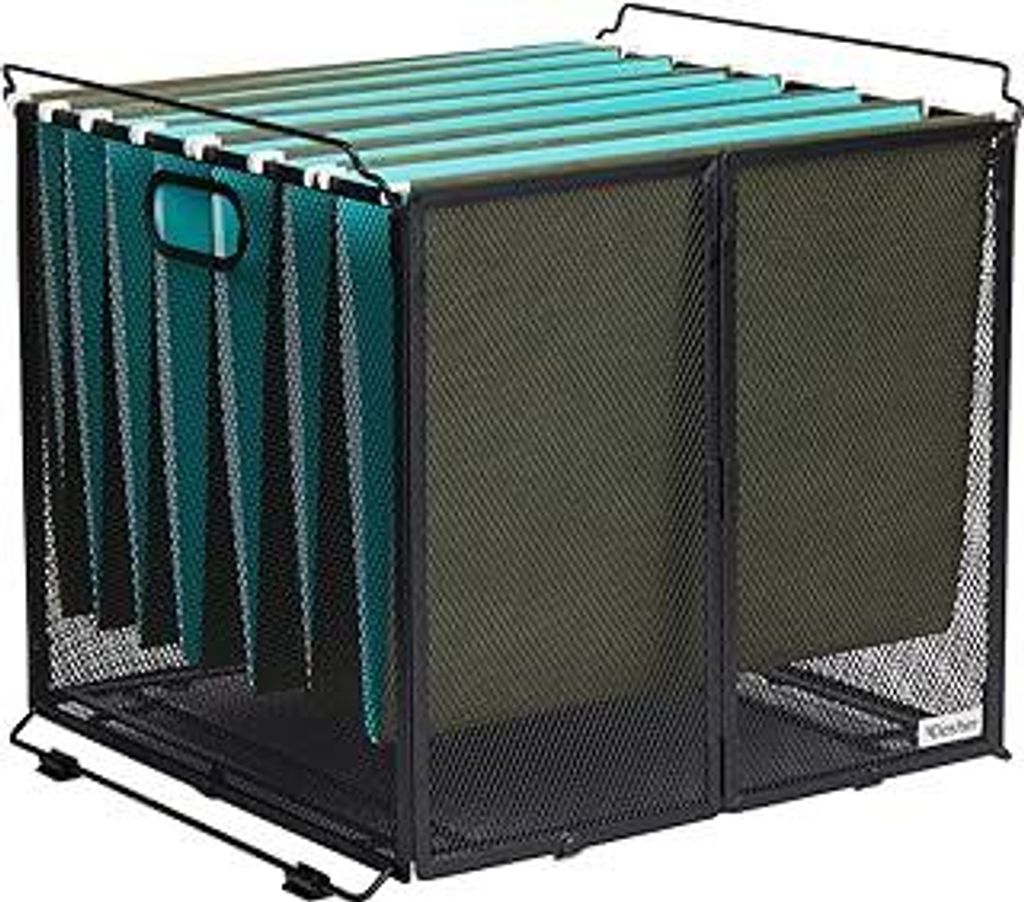 Dasher Products Hängeregistratur-Organizer A4 Größe, Hängeregistratur-Ordner-Box aus schwarzem Metallgeflecht, Dokumentenhalter für Hängemapp...