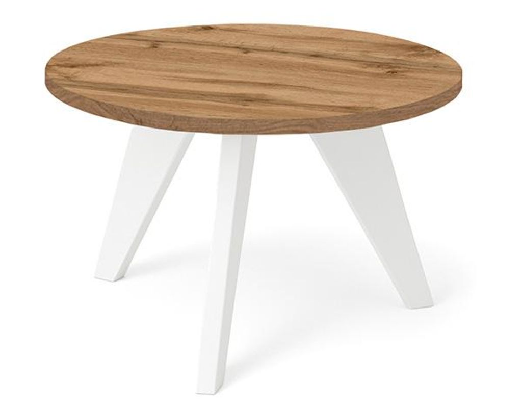 DEKORI_INTERIORS, LORA Couchtisch, 60 cm – minimalistisch, leicht und zeitlos für moderne Interieurs (Eiche Wotan/ Weiß)