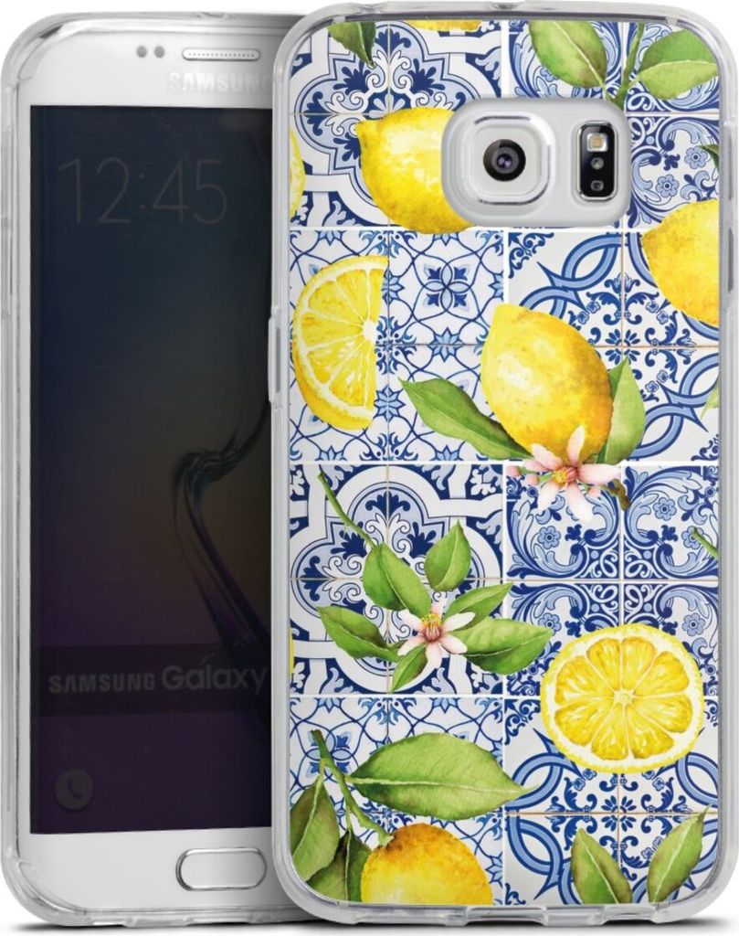 DeinDesign Handyhülle für Samsung Galaxy S6 Edge Silikon Hülle Case Smartphone Schutzhülle Griechenland Muster Zitrone