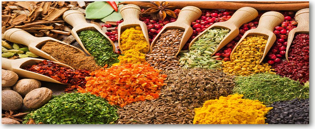 Tulup Leinwandbild - 125x50 cm - Wandkunst - Drucke auf Leinwand - Leinwanddruck - Essen & Getränke - Mehrfarbig - Bunte Gewürze