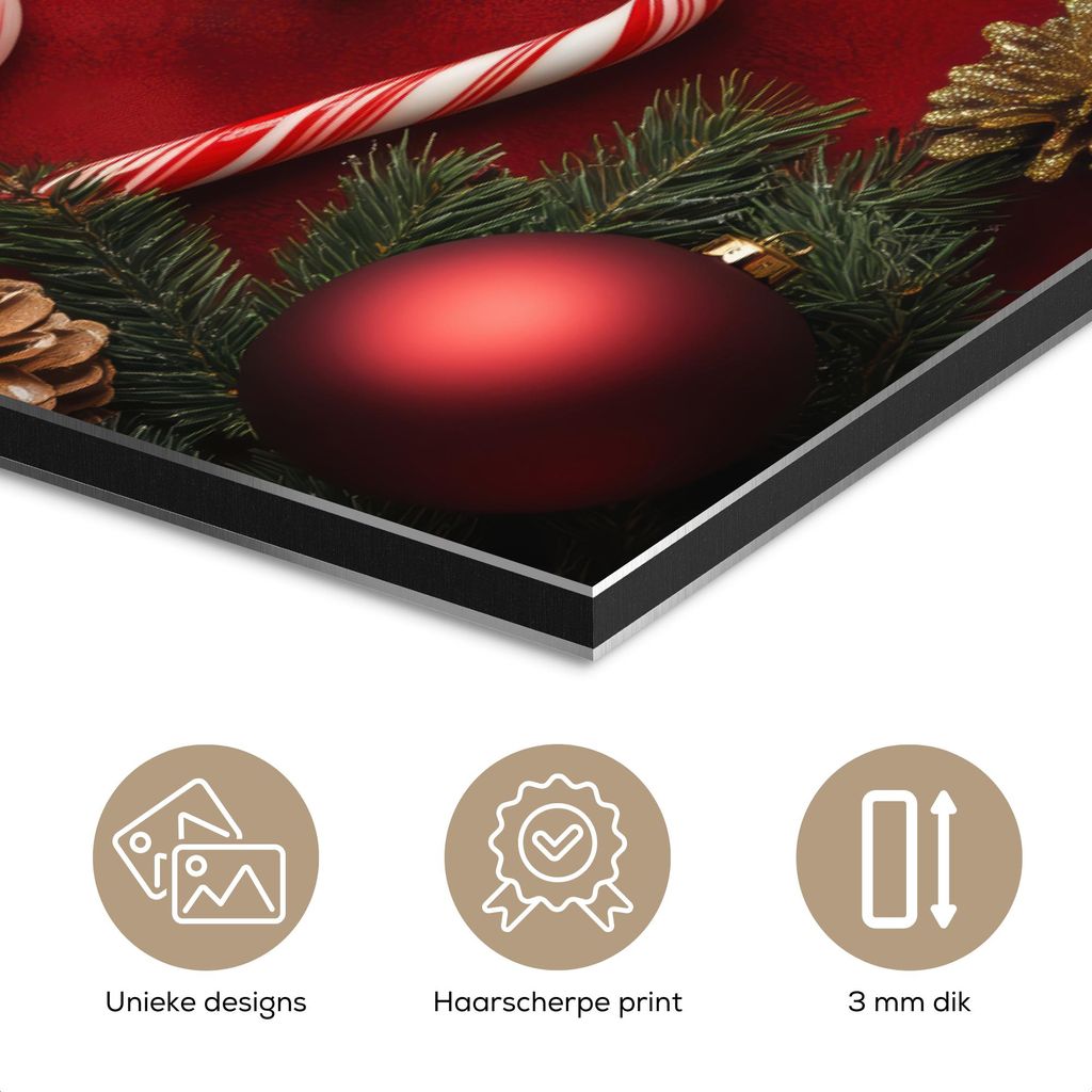 MuchoWow Wanddekoration Metall Metallbild Wandkunst 30x20 cm Weihnachten - Zitat - Rot - Weihnachtskugeln MuchoWow Aluminium Gemälde - Aluminiumge...