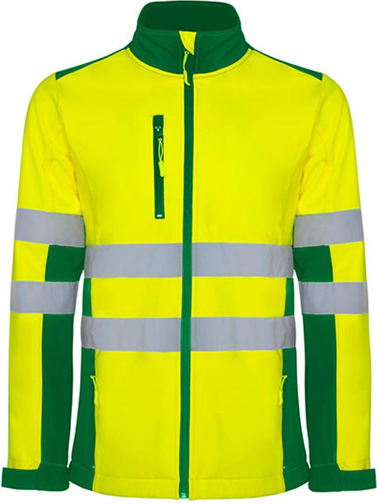 Roly Workwear HV9303 | Antares Hi-Viz Softshell Jacke mit Reflektionsstreifen - Farbe: Garden Green 52/Fluor Yellow 221 - Größe: M
