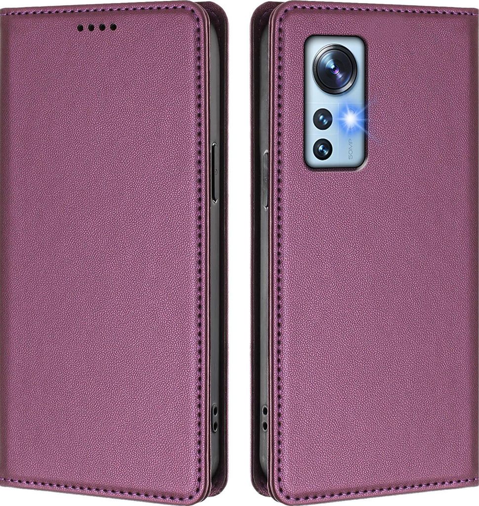 Handyhülle für Xiaomi 12 /Xiaomi 12X /Xiaomi 12S, Kunstleder Klapphülle Stoßfeste Magnetische Hülle mit Ständer Lila