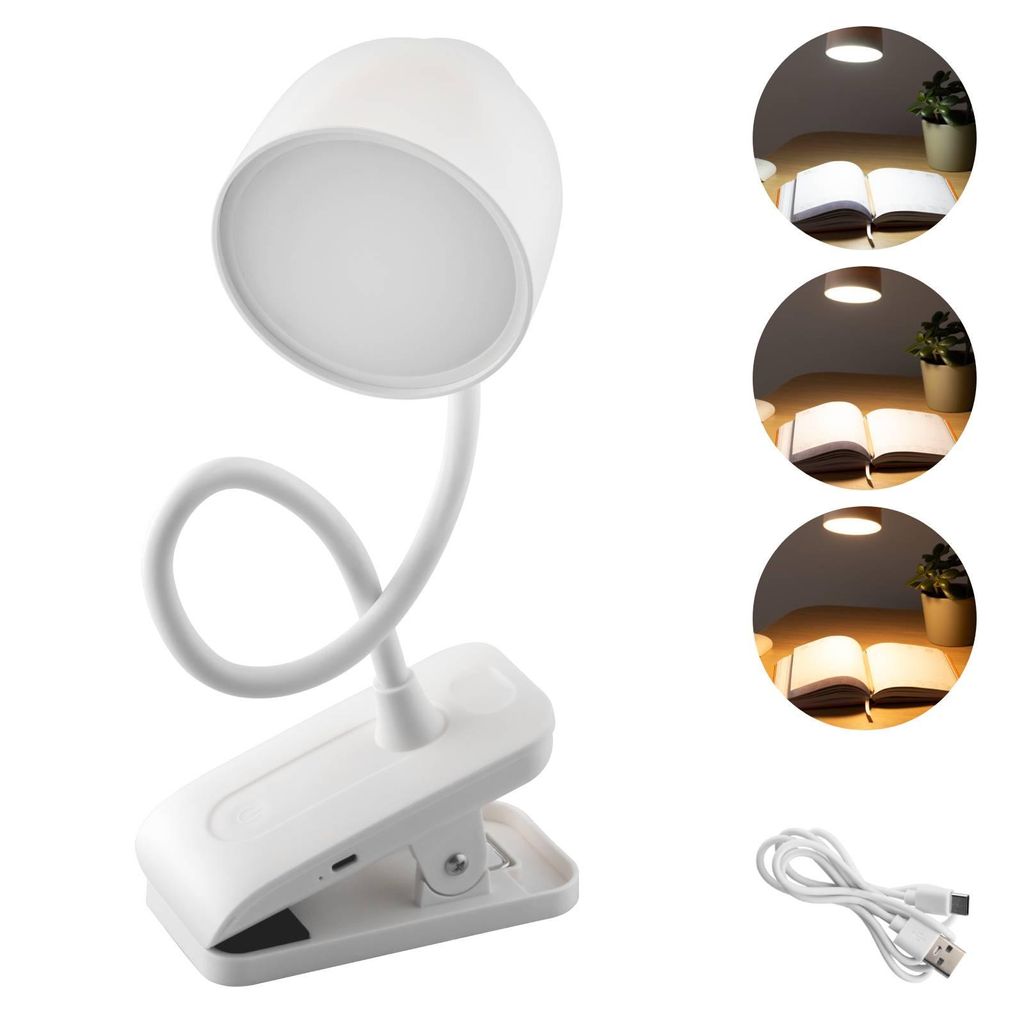LUMILED LED 5W Schreibtischlampe Weiß Dimmbar Farbwechsel CCT 3000/4500/6000K USB-C Schwenkarm Tischklemme Ein/Aus Berührungsschalter Höhenverst...
