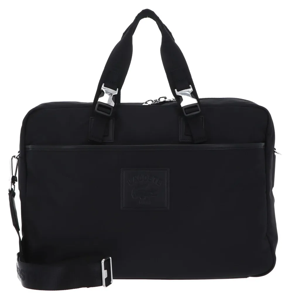 Sac Ordinateur Lacoste Classics Noir avec Bandoulière Ajustable et Zip