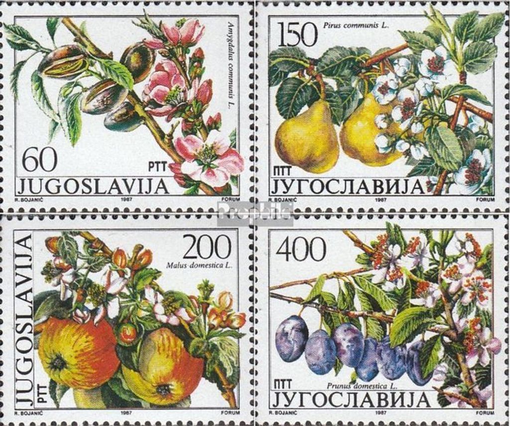 Briefmarken Jugoslawien 1987 Mi 2221-2224 (kompl.Ausg.) gestempelt Obstbäume