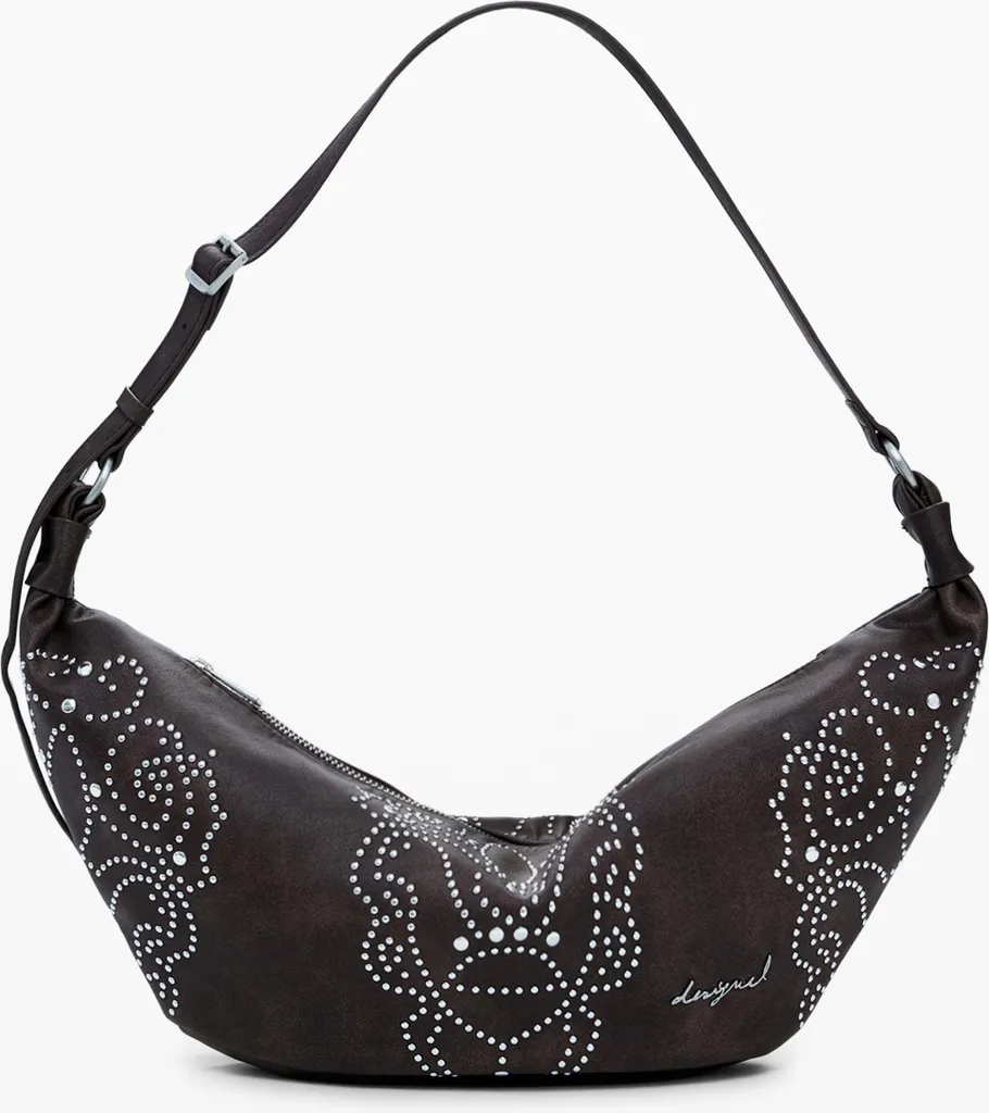 Sac à main marron pour femme chic avec bandoulière réglable et rivets