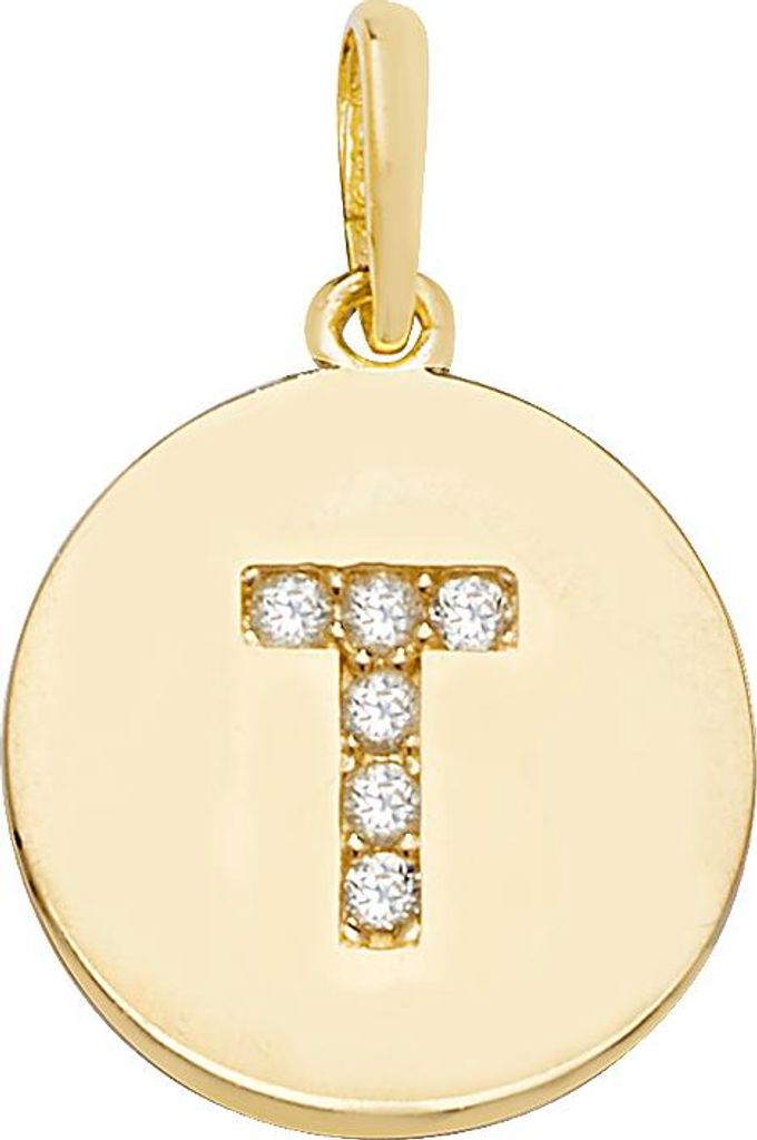 Atemberaubender 9 Karat (375) Gold Buchstaben / Initiale Damen - Anhänger mit Zirkonia - 18mm*12mm; TRS35326LTT