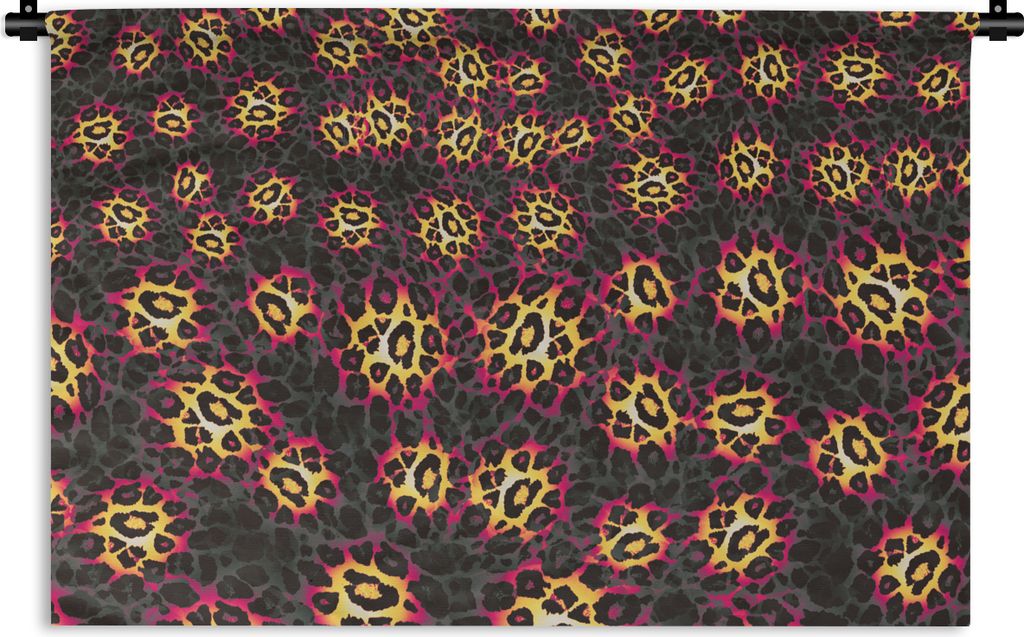 MuchoWow Wandteppich Wandbehang Pantherdruck - Design - Gelb - Rosa 90x60 cm Tapisserie Dekoration Wandtuch - Wandskulpturen - Bildteppich