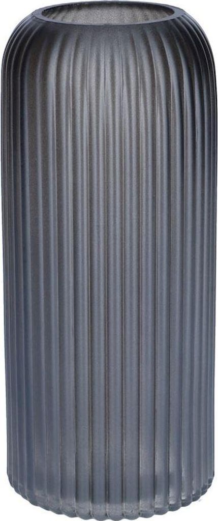 INNA-GLAS Dekovase ALBURGIS mit Rillen, Glas, grau-metallic, 20cm, Ø8,7cm - Blumenvase