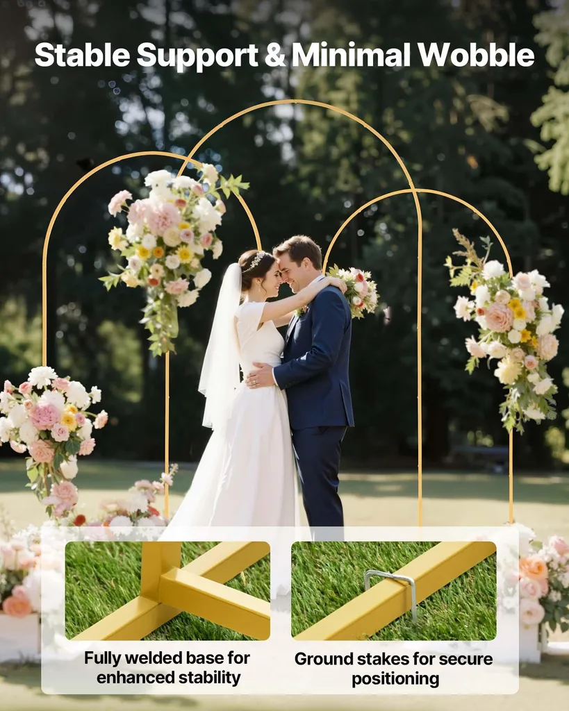 Décoration de mariage arche ronde dorée lot de 3 cadres pour fleurs et fête