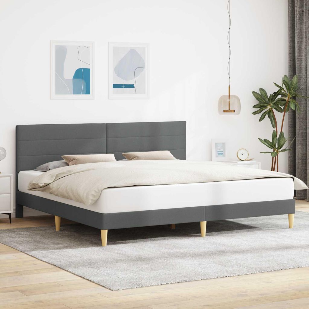 Maison Exclusive - Bettrahmen mit Kopfteil Dunkelgrau 180 x 200 cm Stoff