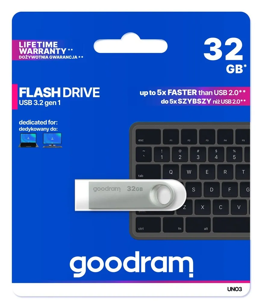Memoria USB GOODRAM UNO3 32GB - Robusta per lo Studio e l'Università - 3