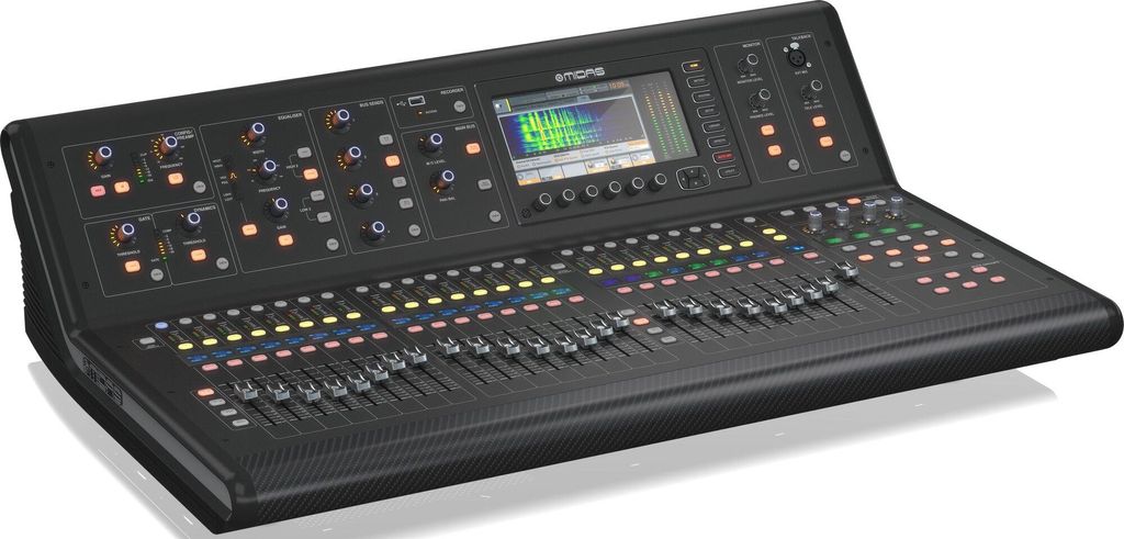 A digital audio mixer console.