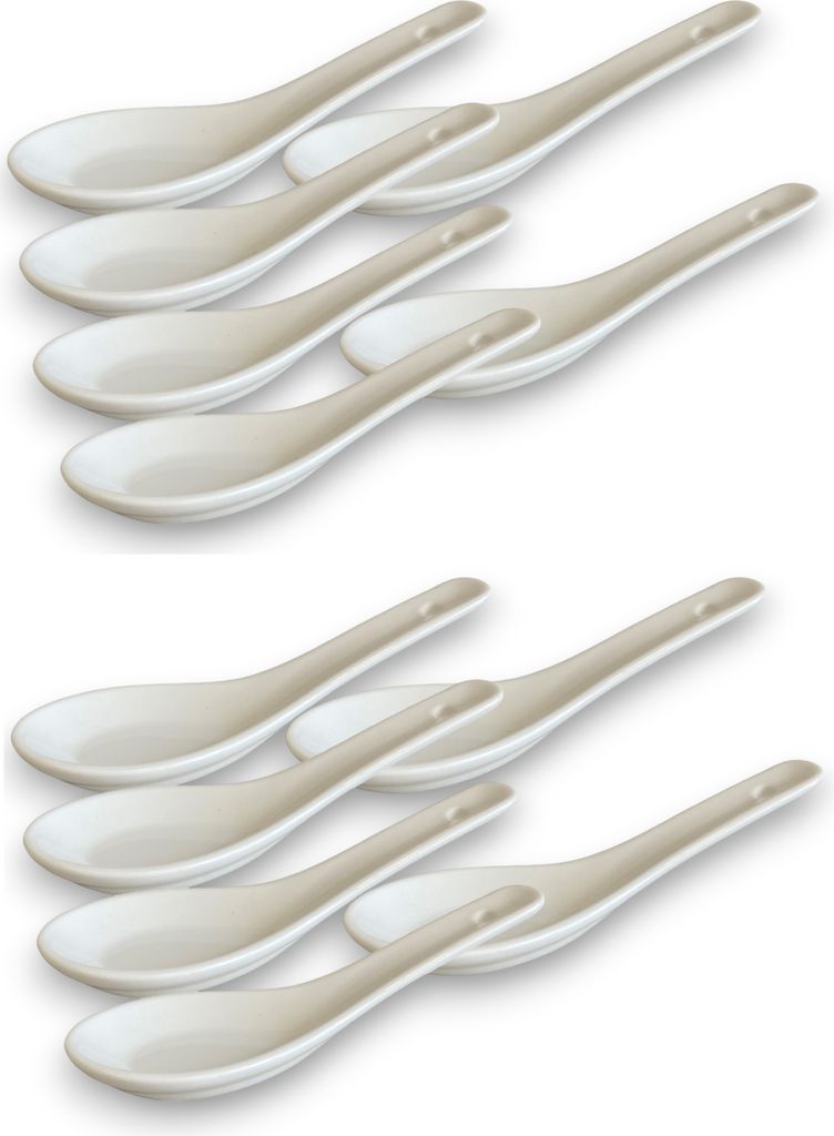 White and black Series ASIATICA | Porzellan-Löffel-Set Asien / Ramen