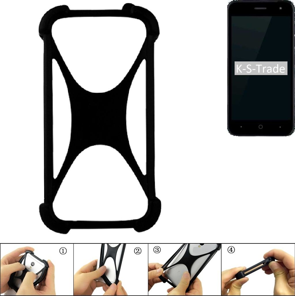 K-S-Trade Handy-Hülle Schutz-Hülle kompatibel mit ZTE Blade L7A Silikon Bumper TPU Softcase Smartphone Stoßschutz, schwarz