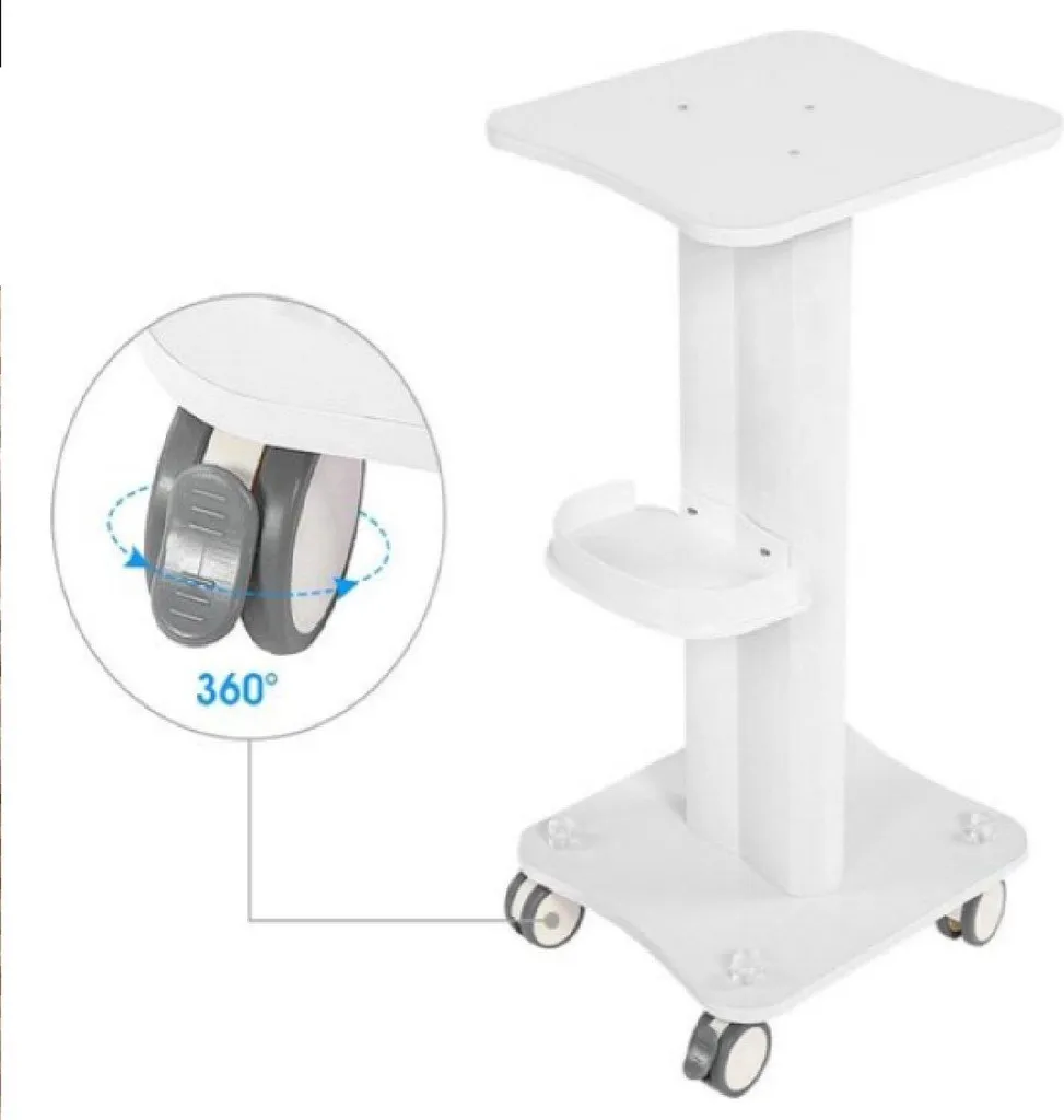 Happyment Trolley en Aluminium Blanc sur Roulettes pour Salon de Coiffure