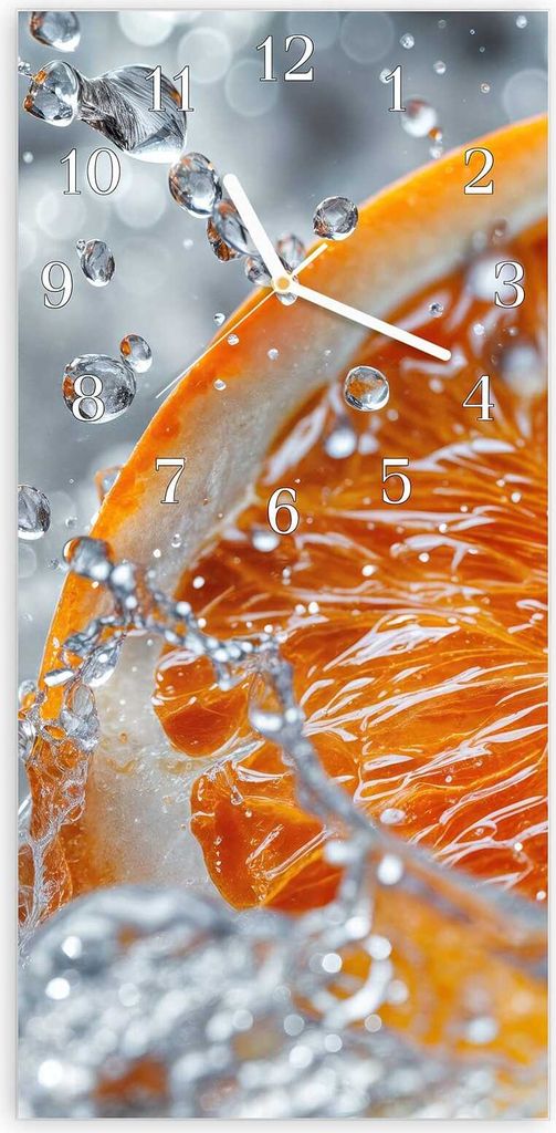Wanduhr aus Glas mit Motiv Orangenscheibe Spritz- 30 x 60 cm - inkl. Aufhängesystem