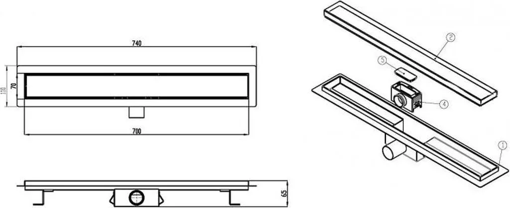 Canalina Doccia 70cm Inox Piastrellabile - Alta Qualità al Giusto Prezzo