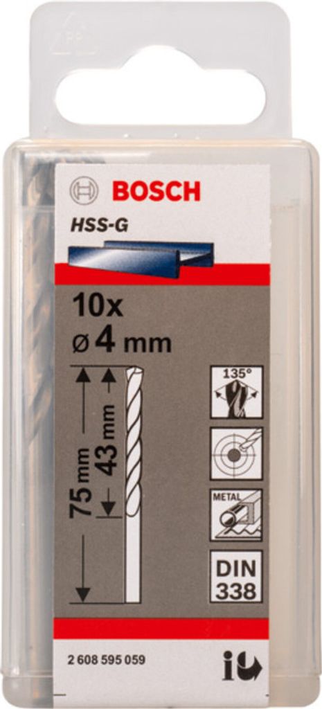 PRO Metal HSS-G Spiralbohrer, 4 x 43 x 75 mm, 10-tlg. Produktbild 