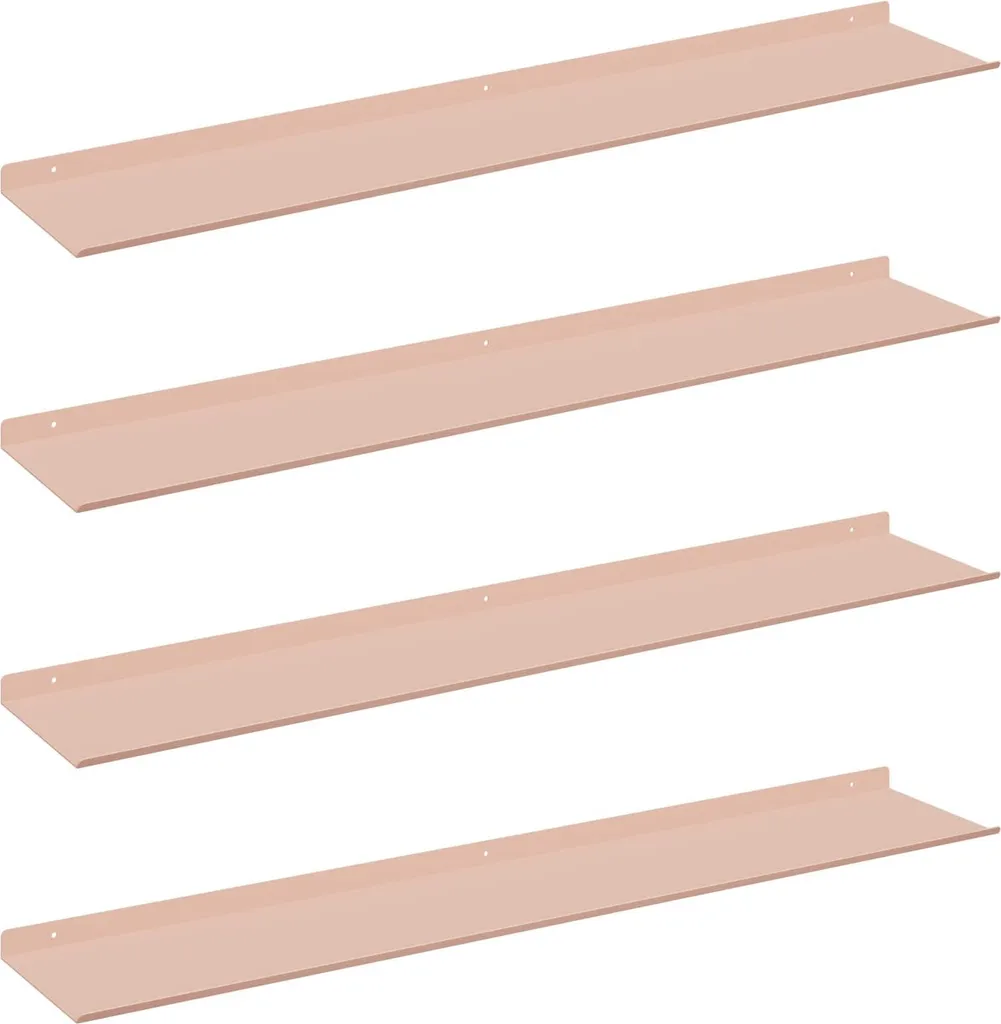 Scaffalatura Sospesa Rosa Acciaio Set da 4 | 100x18cm Salvaspazio