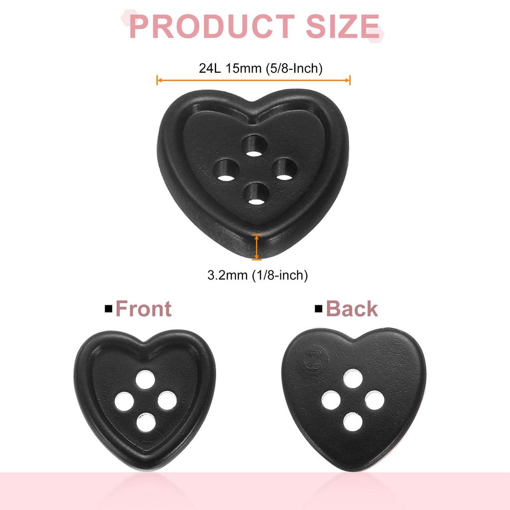 40 Stš¹ck 15mm Harz Kn?pfe zum Ann?hen, 4 L?ch Herz Ersatz N?hkn?pfe fš¹r Strickjacke DIY Handwerk Dekorieren Mantel Kleidung Hemden Stricken D...