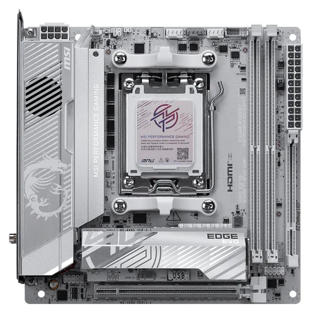 MSI MPG X870I EDGE TI EVO WIFI - Motherboard - Mini-ITX - Socket AM5 - AMD X870 Chipsatz - USB-C 3.2 Gen 2x2, USB-C 3.2 Gen2, USB4, USB 3.2 Gen 1 -...
