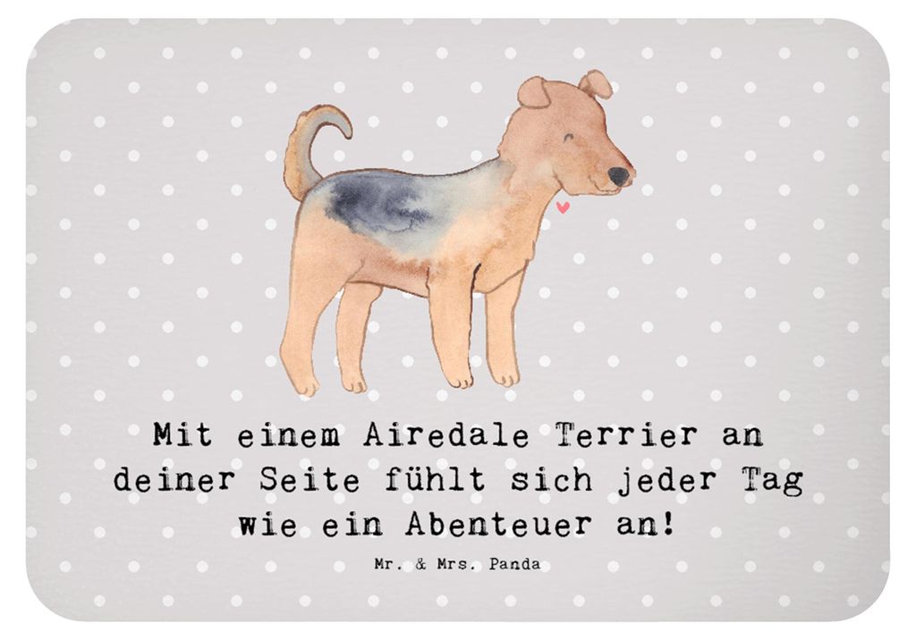Mr. & Mrs. Panda magnet Airedale Terrier Abenteuer - Grau Pastell - Geschenk, Hunde, Loyalität, Hunderassen Charakter, Kühlschrankmagnet, haftmag...