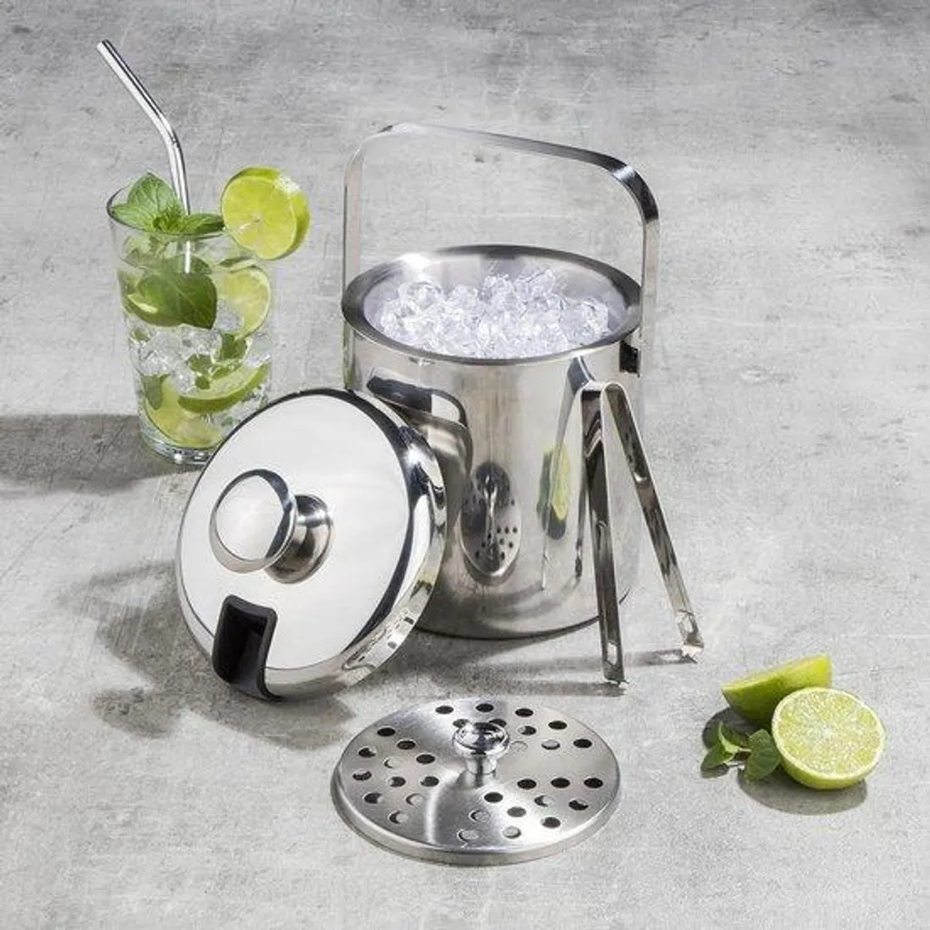 Seau à glace en acier inoxydable argenté 1,5L haute qualité finition