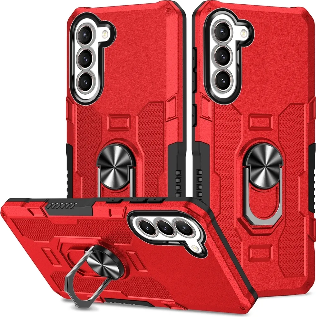 Galaxy S21 5G Case, Dual Layer Rugged Armour Holder Stand Custodia protettiva per Samsung Galaxy S21 5G Red