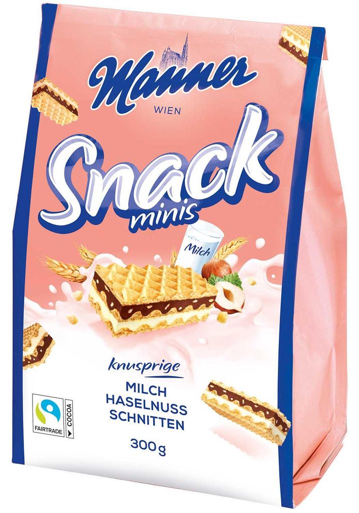 Manner Gebäck Snack Minis Milch Haselnuss 27701000 300g Immagine del prodotto 