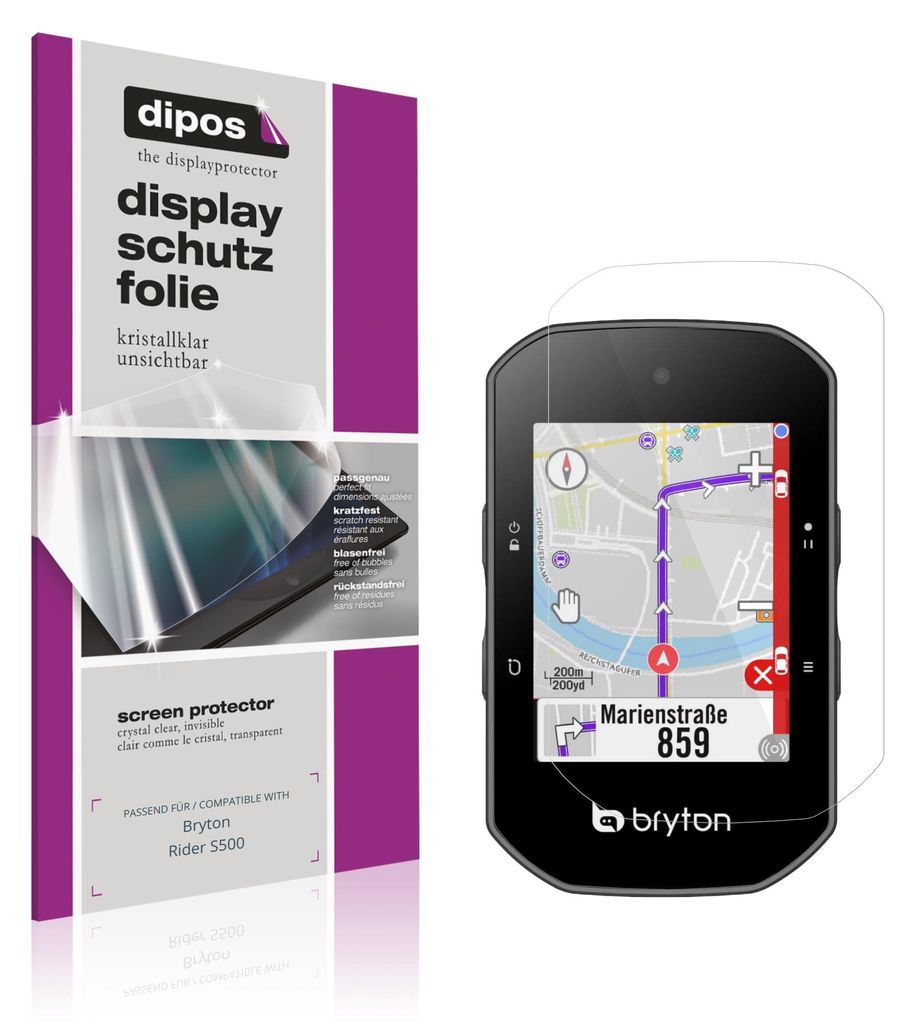 4x Schutzfolie für Bryton Rider S500 klar Displayschutzfolie Folie Display Schutz dipos