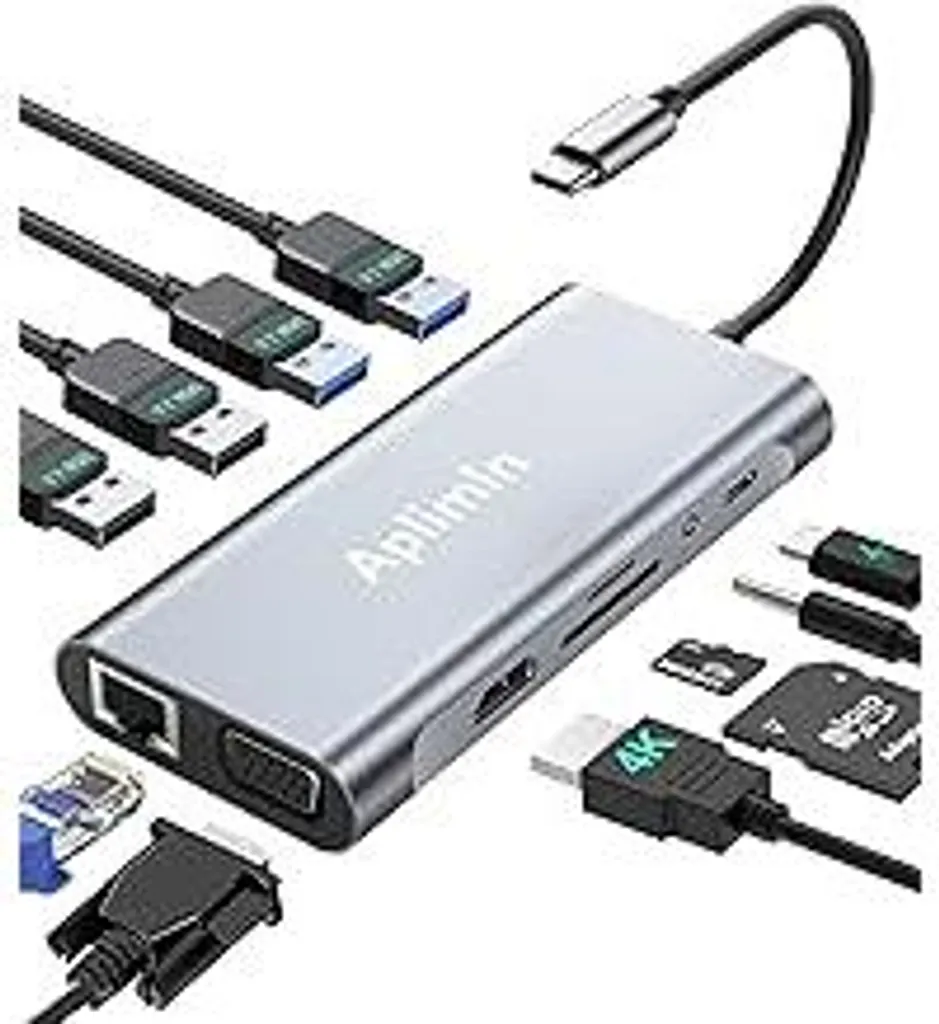 Hub USB C 11 IN 1 Multiporta | Adattatore Ethernet HDMI 4K VGA MacBook