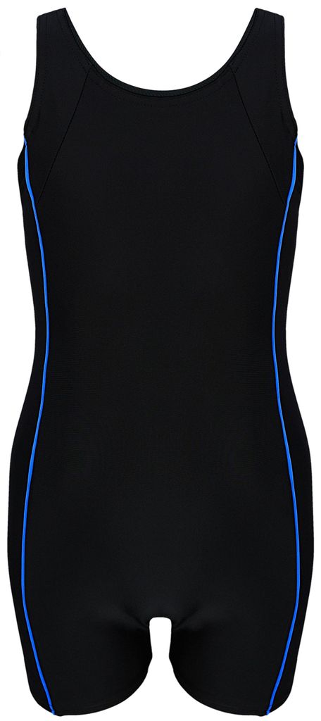 Aquarti Mädchen Badeanzug mit Bein Ringerrücken, Farbe: Schwarz / Pastel Blau, Größe: 158