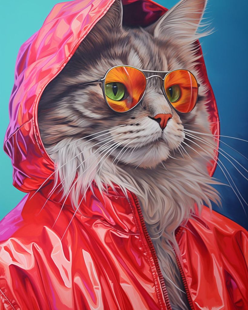 Plakat 40x50cm Katze im Stil