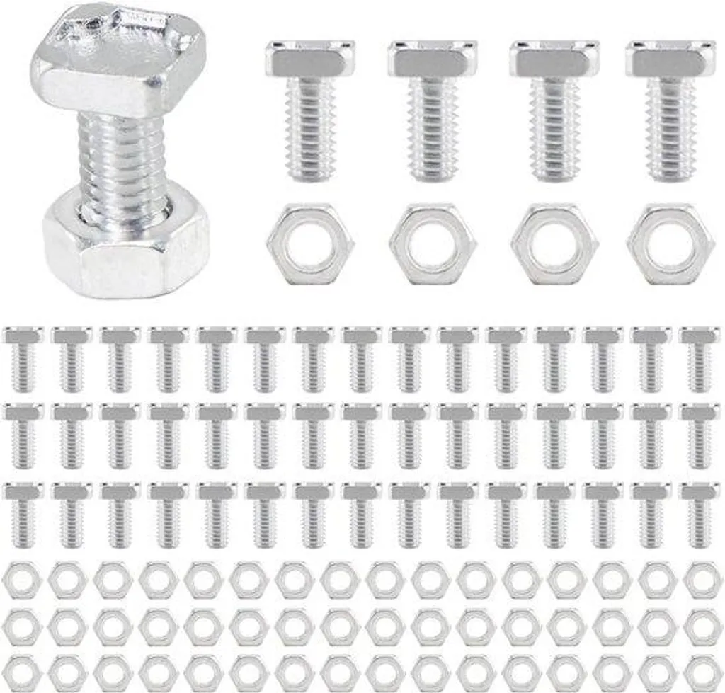 50 Vis et Écrous à Tête Carrée en Aluminium pour Serre - Kit Complet