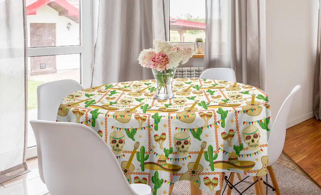 Tovaglia Rotonda Party Messicano 150cm - ABAKUHAUS Teschi Chitarre
