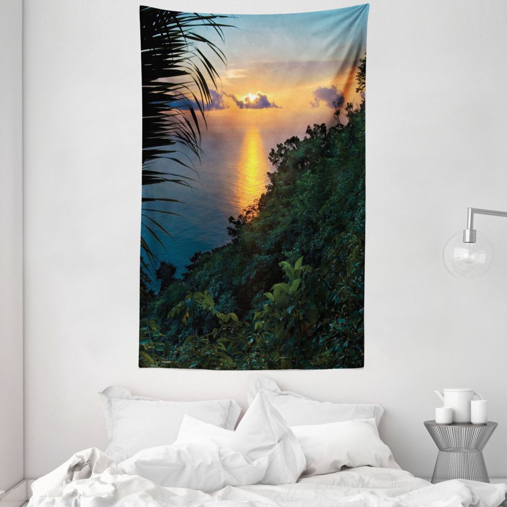 ABAKUHAUS Wendekreis Wandteppich und Tagesdecke, Sonnenaufgang auf dem Ocean Meer aus Weiches Mikrofaser Stoff Waschbar ohne Verblassen Digitaldruc...