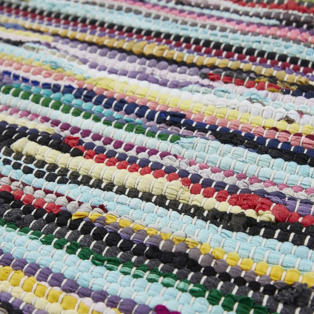 Tapis en coton à motif ethnique TIMULTI - Textile tissé main robuste - 5