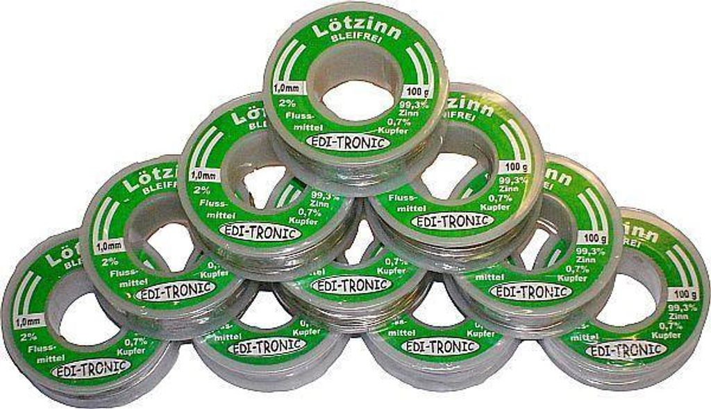 10x bleifreies Elektronik Lötzinn Lötdraht 1mm 100g