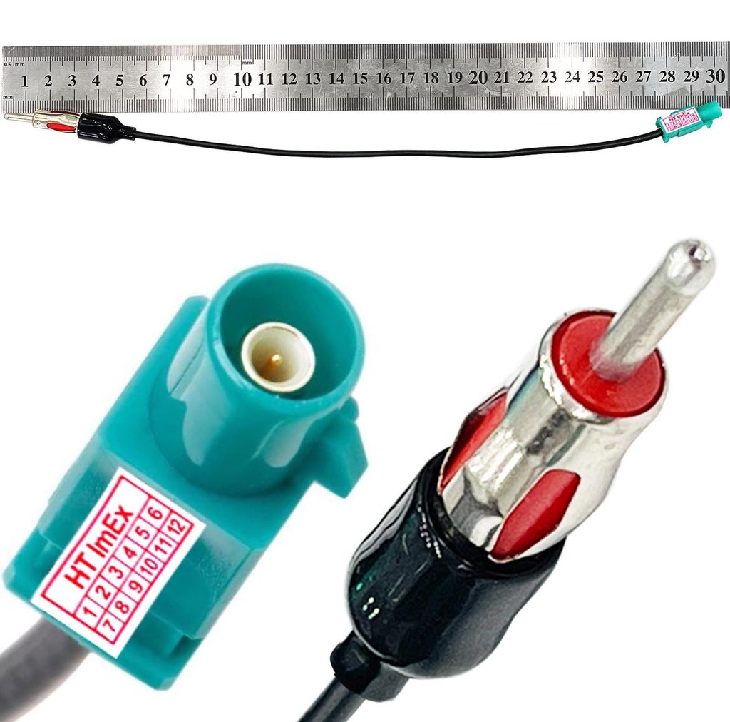 30cm Antennen-Adapter DIN zu Fakra Antennen-Stecker Auto-Radio kompatibel mit VW Seat Skoda