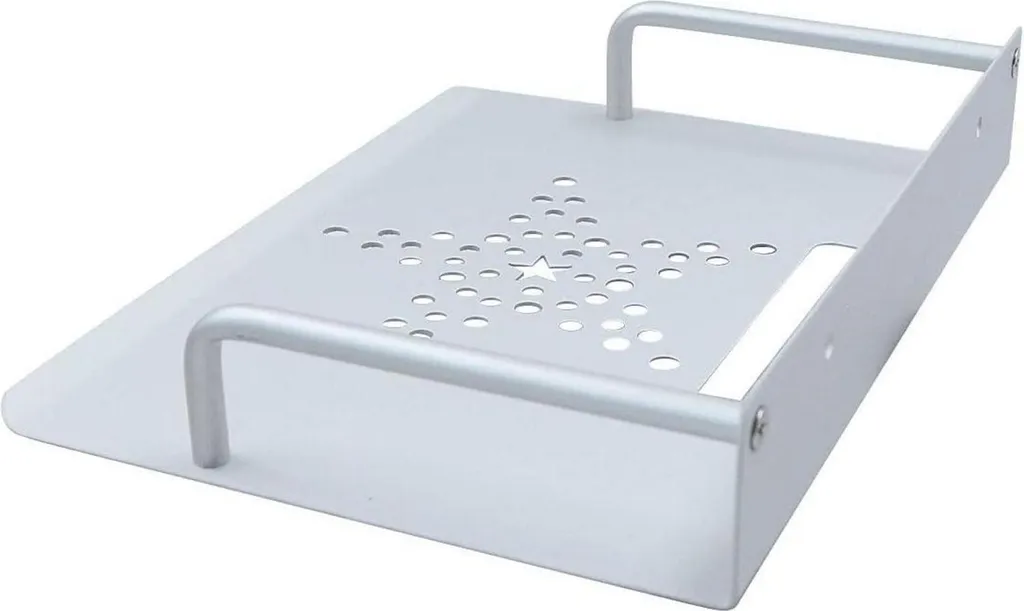 Support Mural pour Box Internet et Répéteur : Plateau Argent 23x16cm - 4