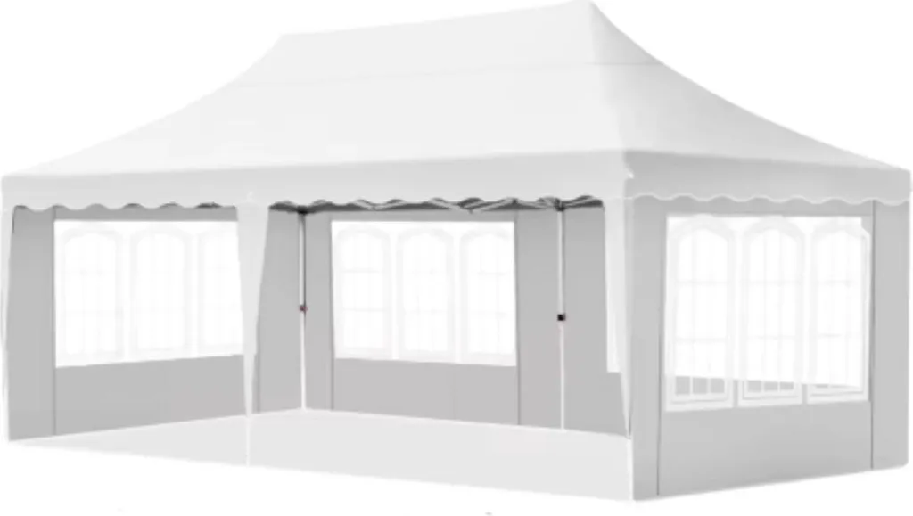 Barnum pliant 3x6m Blanc imperméable - Tente de jardin avec parois amovibles