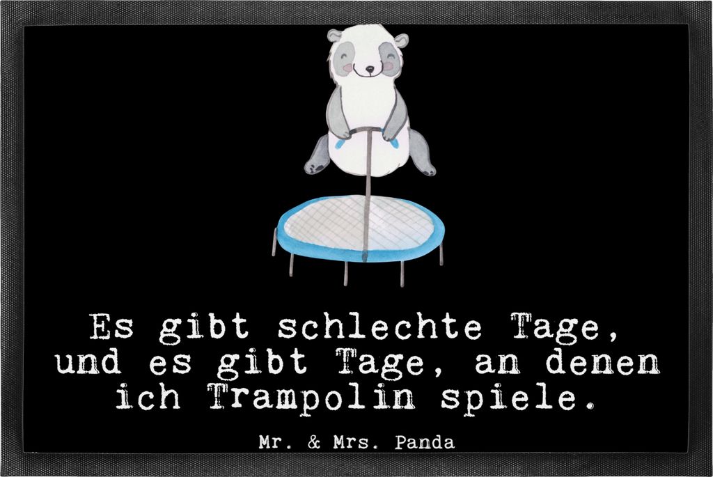 Mr. & Mrs. Panda Gummimatte Panda Trampolin springen 50 x 75 cm - Schwarz - Geschenk, Fußabstreifer, bodenmatte, fußmatte, Schmutzmatte, Türmatt...