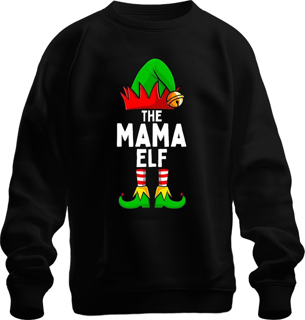 The Mama Elf Weihnachtsgeschenk für Mama lustig Elfe Familie Uni Sweatshirt Pullover, Schwarz, 3XL