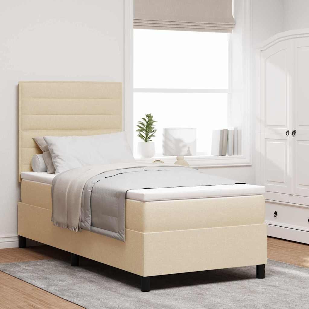 Maison Exclusive - Boxspringbett mit Matratze mit Kopfteil Creme 90 x 190 cm Stoff