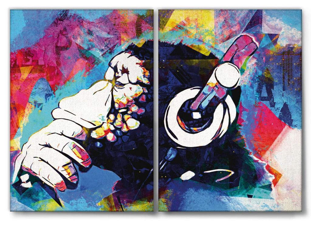 Giallobus - Musik-Affe-Pop-Art - Giallobus - 144x100cm | 2pz. x 70x100cm - Bild - Leinwand